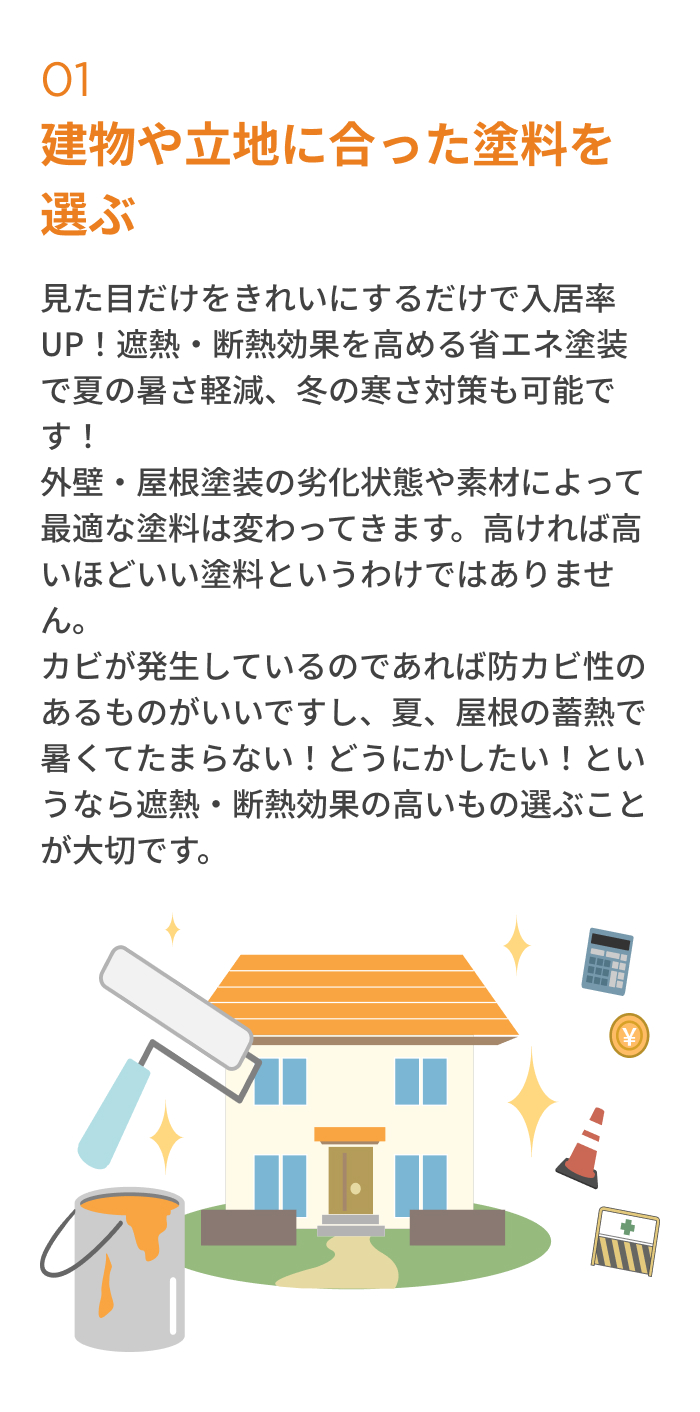 建物や立地に合った塗料を選ぶ